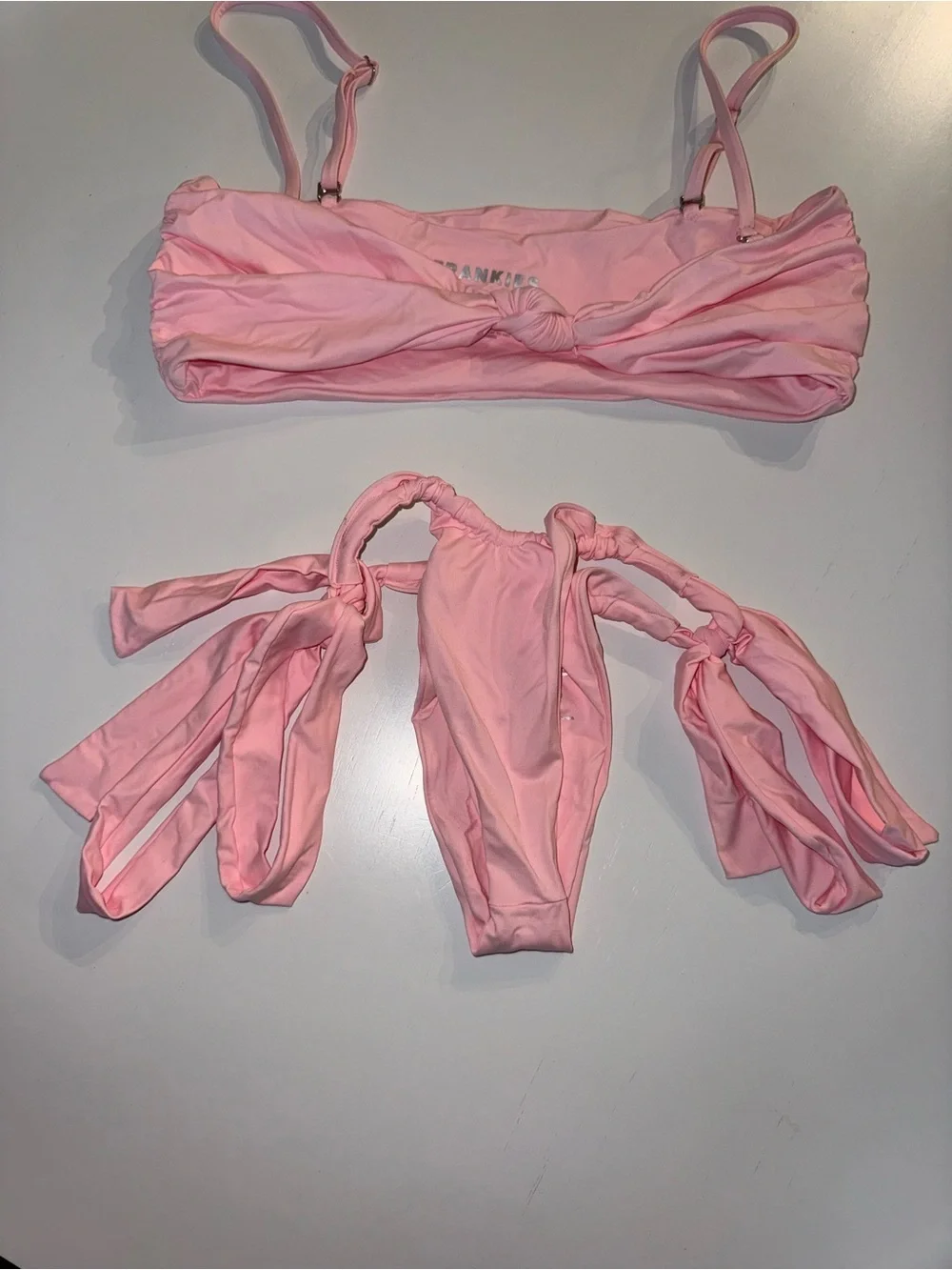 Frankie’s Bikinis Pink Tie-Detail Bikini Set